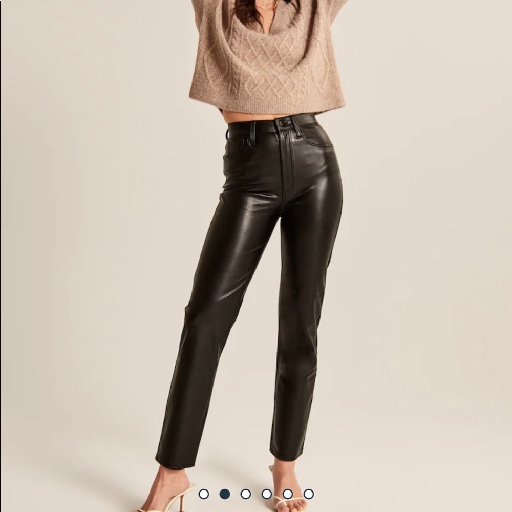 Vegan Leather Ankle Straight Pants